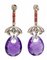 14 Karat Rose Gold and Silver Earrings with Amethysts, Coral, Sapphires and Diamonds, 1950s, Set of 2 3