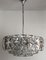 Lámpara colgante alemana Mid-Century grande de metal cromado y cristal de Kinkeldey, años 70, Imagen 4