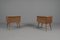 Tables de Chevet Mid-Century avec Plateau en Verre, Set de 2 1