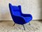 Blauer Mid-Century Sessel, 1950er 3