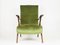 Green & Blue Water Velvet and Wood Reclining Armchairs, 1950s, Set of 2 2