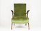 Green & Blue Water Velvet and Wood Reclining Armchairs, 1950s, Set of 2, Image 2