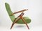 Fauteuils Inclinables Verts et Bleus en Velours d'Eau et Bois, 1950s, Set de 2 6