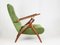 Green & Blue Water Velvet and Wood Reclining Armchairs, 1950s, Set of 2, Image 6