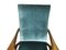 Green & Blue Water Velvet and Wood Reclining Armchairs, 1950s, Set of 2 17