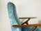 Green & Blue Water Velvet and Wood Reclining Armchairs, 1950s, Set of 2 20