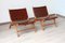 Los Angeles Model Teak and Leather Armchairs by Olivier de Schrijver, Set of 2 1