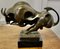Modernist Abstract Bronze Sculpture of a Bull on a Marble Plinth, 1980s 1