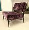 Vintage Purple Velvet armchair in Black Rod Frame and Brass Finials from Poltrona, 1950s 4