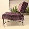 Vintage Purple Velvet armchair in Black Rod Frame and Brass Finials from Poltrona, 1950s 5