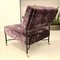 Fauteuil Vintage en Velours Violet avec Cadre en Tige Noir et Embouts en Laiton de Poltrona, 1950s 2