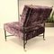 Vintage Purple Velvet armchair in Black Rod Frame and Brass Finials from Poltrona, 1950s 2