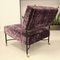 Vintage Purple Velvet armchair in Black Rod Frame and Brass Finials from Poltrona, 1950s, Image 6