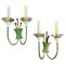Mid-Century Italian Modern Brass, Green Metal and Glass Wall Sconces by Pietro Chiesa, 1950s, Set of 2 1