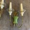 Mid-Century Italian Modern Brass, Green Metal and Glass Wall Sconces by Pietro Chiesa, 1950s, Set of 2, Image 8