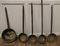 Large Antique Brass and Iron Ladles, 1800s, Set of 5 1