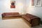 Juego de sofá lounge holandés de madera y cuero coñac, años 70. Juego de 2, Imagen 1