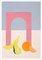 Gio Bellagio, Frutta e architettura rosa Natura morta, 2023, Acrilico su carta, Immagine 1