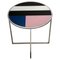 Chromed Steel Blue Black Pink Glass Round Center Table, Italy, 1970s 1