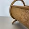 Mid-Century Bauhaus Wood and Rattan Magazine Holder from Aubock, France, 1980s 12