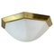 Glass and Brass Flushmount Diamond Ceiling Wall Light from Glashütte Limburg, 1970s, Image 1