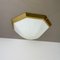 Glass and Brass Flushmount Diamond Ceiling Wall Light from Glashütte Limburg, 1970s 4