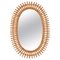 Mid-Century French Riviera Oval Wall Mirror with Bamboo and Rattan Frame, 1960s 1
