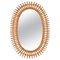 Mid-Century French Riviera Oval Wall Mirror with Bamboo and Rattan Frame, 1960s, Image 1