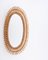 Mid-Century French Riviera Oval Wall Mirror with Bamboo and Rattan Frame, 1960s 5
