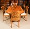 Antique Art Deco Burr Walnut Dining Table & Shaped Back Chairs, 1920s, Set of 7 2