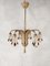 Mid-Century Brass Chandelier with Feather Shaped Arms and Black Pearls, 1960s 1