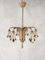 Mid-Century Brass Chandelier with Feather Shaped Arms and Black Pearls, 1960s, Image 1