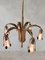 Mid-Century Brass Chandelier with Feather Shaped Arms and Black Pearls, 1960s 7