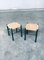 Vintage Green Stained Low Stools, France, 1960s, Set of 2 9
