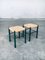 Vintage Green Stained Low Stools, France, 1960s, Set of 2 15