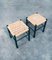 Vintage Green Stained Low Stools, France, 1960s, Set of 2 11