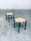 Vintage Green Stained Low Stools, France, 1960s, Set of 2 7