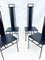 Black Chairs in Leather and Metal by Enrico Pellizzoni, 1980s, Set of 4, Image 2