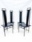 Black Chairs in Leather and Metal by Enrico Pellizzoni, 1980s, Set of 4 1