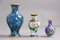 Chinesische Jingfa Vasen aus Emaille, Metall & Holz, 1960er, 3er Set 1
