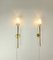 Lámparas de pared de latón y vidrio opalino, Italia, años 50 Juego de 2, Imagen 4