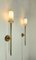 Lámparas de pared de latón y vidrio opalino, Italia, años 50 Juego de 2, Imagen 5