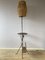 Brutalist Wrought Iron Floor Lamp with Magazine Holder and Sisal Shade, 1950s, Image 1