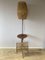 Brutalist Wrought Iron Floor Lamp with Magazine Holder and Sisal Shade, 1950s 2