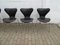 Seven / Sjuan 3107 Chairs in Black Leather by Arne Jacobsen for Fritz Hansen, Denmark, 1967, Set of 6 8