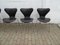 Seven / Sjuan 3107 Chairs in Black Leather by Arne Jacobsen for Fritz Hansen, Denmark, 1967, Set of 6, Image 8