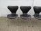 Seven / Sjuan 3107 Stühle aus schwarzem Leder von Arne Jacobsen für Fritz Hansen, Dänemark, 1967, 6er Set 7