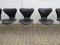 Seven / Sjuan 3107 Chairs in Black Leather by Arne Jacobsen for Fritz Hansen, Denmark, 1967, Set of 6 5