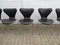 Sillas Seven / Sjuan 3107 de cuero negro de Arne Jacobsen para Fritz Hansen, Dinamarca, 1967. Juego de 6, Imagen 5