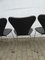 Seven / Sjuan 3107 Chairs in Black Leather by Arne Jacobsen for Fritz Hansen, Denmark, 1967, Set of 6 15